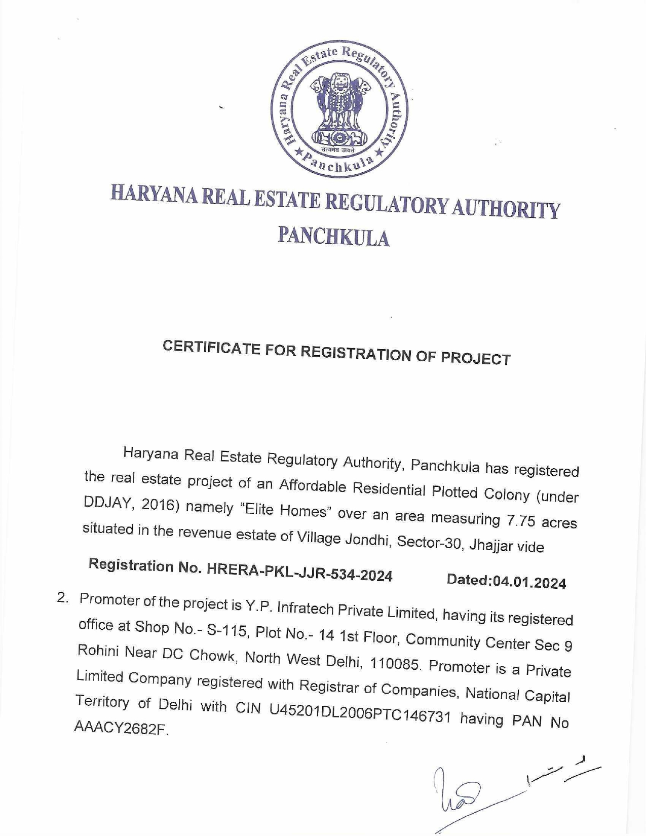 Rera For Elite Homes